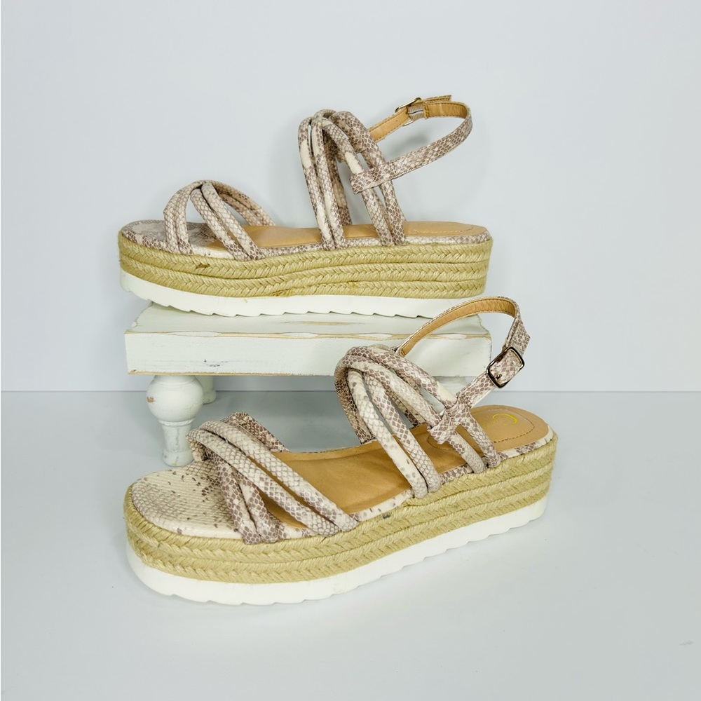 Cato Snakeskin Espadrille Platform Sandal